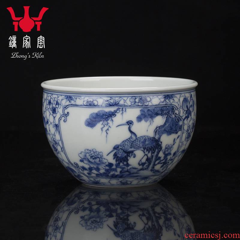 Clock home up with jingdezhen ceramic cups maintain full working ice may open a window cranes peony cylinder cup master cup single CPU