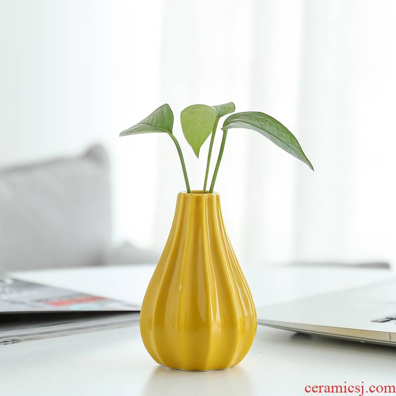 Home sitting room adornment flower implement modern creative furnishing articles grass cooper hydroponic container small pure and fresh flower vase celadon