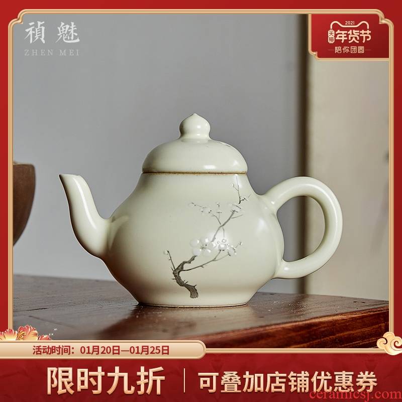 Shot incarnate your up hand - made name plum blossom put little teapot jingdezhen ceramic kung fu tea set household ball hole filter the teapot