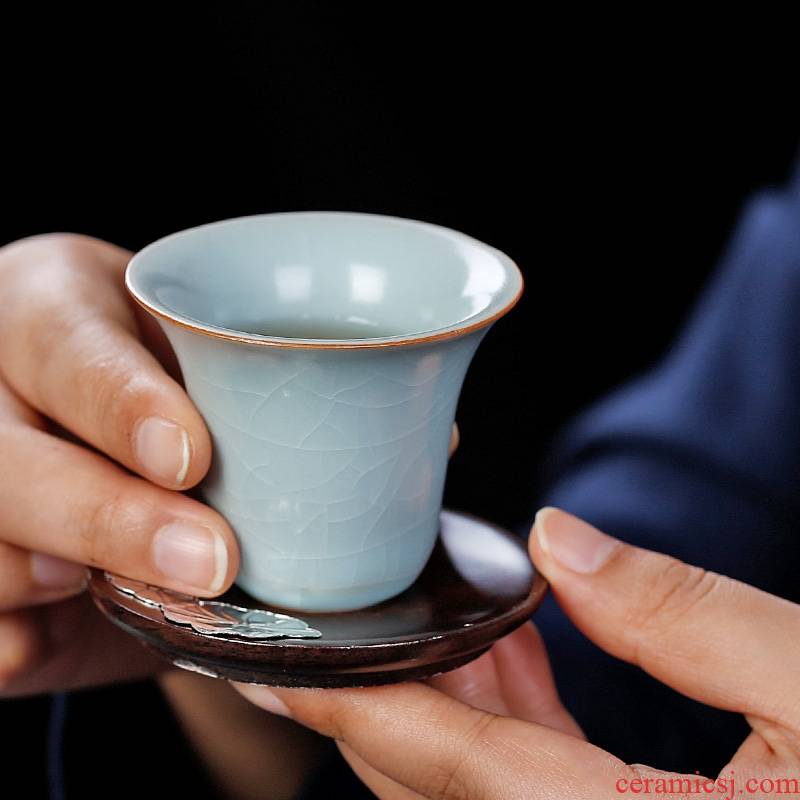 Qiao mu PMZ your up kung fu tea cup day cyan slicing ceramics single pure manual you can raise individual cup