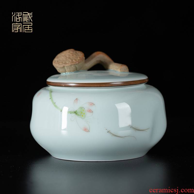Blower, celadon lotus tea pot lotus leaf ceramic pot Chinese seal boutique household pot small storage tanks