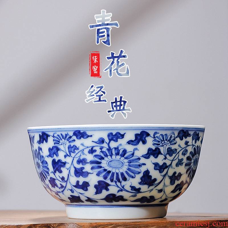 Hand made blue and white porcelain ceramic cups from the small single CPU master cup tea tea set, household use sample tea cup