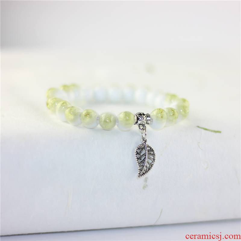 Ice crack fisheye all female literary small pure and fresh and ceramic bracelet beads shed leaves bracelet yiwu small accessories manufacturers supply