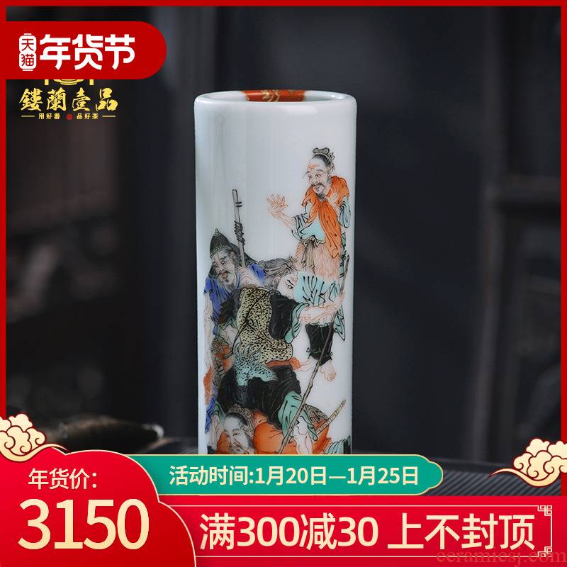 Hand - made humiliating to four treasures of the study of ancient choi han xin limp hair brush pot brush pot furnishing articles all Hand jingdezhen characters