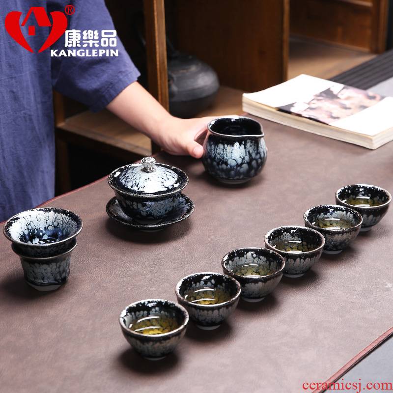 Recreational product jianyang built lamp tureen tea set iron ore tire oil droplets make tea tea set ceramic household sample tea cup