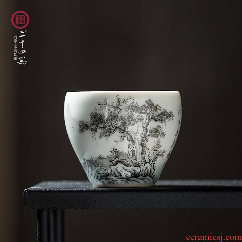 24 device color ink master cup single cup small kung fu tea tea cups of jingdezhen ceramic Chinese wind