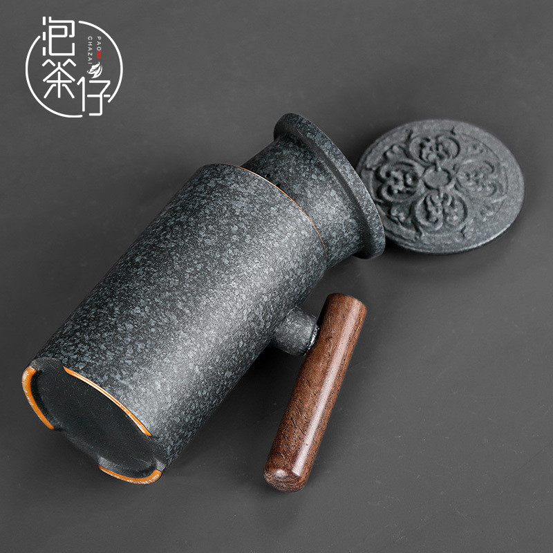 Coarse pottery dry mountain personal water bottle with filter office tea cups with cover kunfu tea mugs Japanese restoring ancient ways