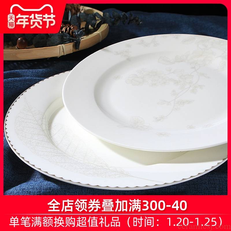The Home plate of jingdezhen ceramic dishes Chinese contracted ipads China 10 inches large circular disc western food steak plate