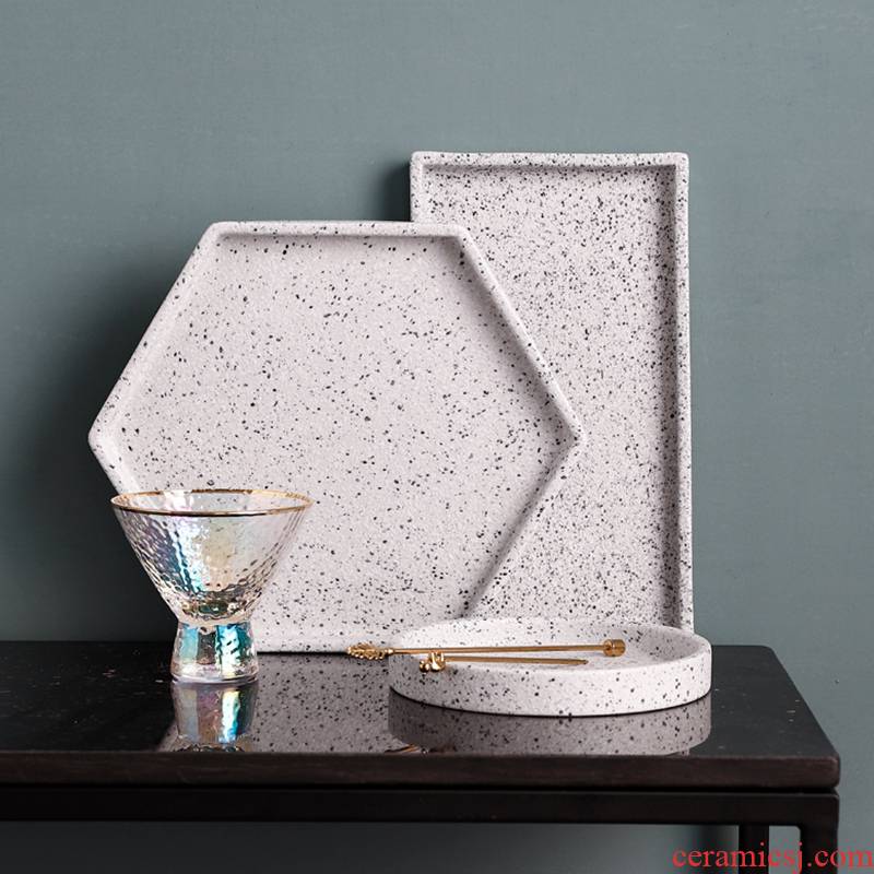 Western food steak terrazzo ceramic plate plate photo tray was first adorn article posed the Nordic household hexagonal plate plate