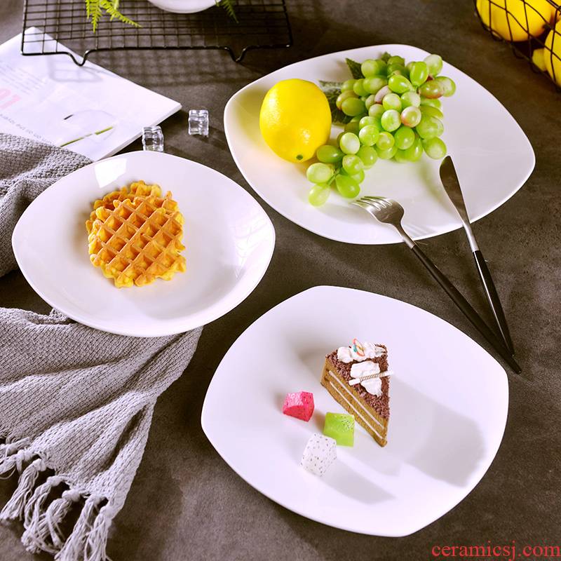 Ipads porcelain dish dish soup plate household ceramic disc flat shallow plate deep dish square plate large steak dinner plate