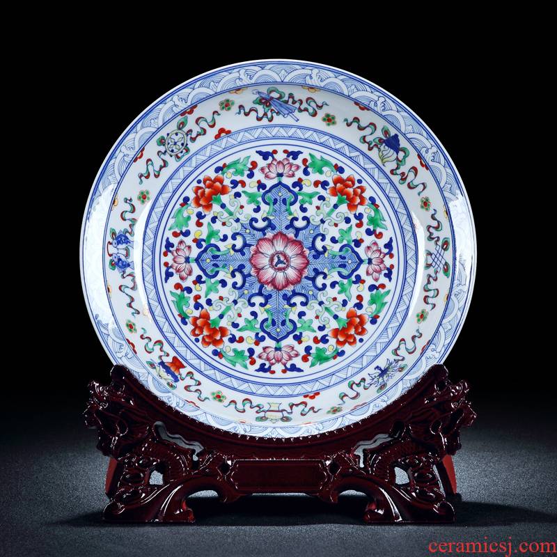 Jingdezhen ceramics porcelain decorative furnishing articles flowers Chinese dish dish home sitting room decoration arts and crafts