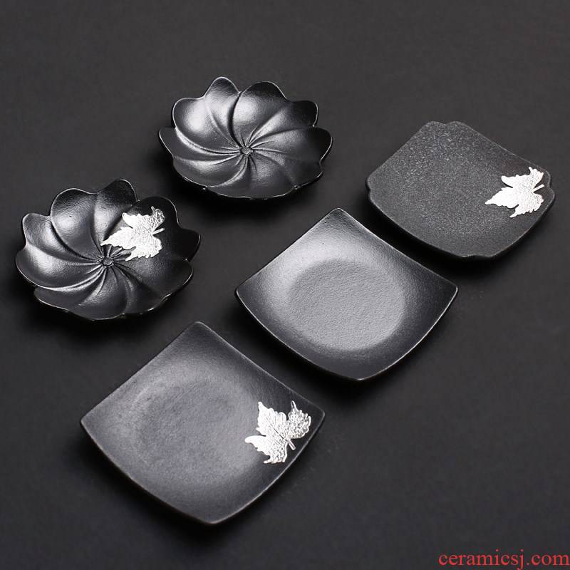 Tow cups hot pad six pack coasters ceramic coarse pottery teacup household kung fu tea accessories creative Japanese