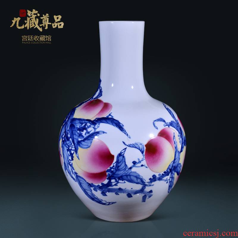 Jingdezhen blue and white youligong Xiong Jian hand - made ceramics vase Chinese style living room TV cabinet decorative furnishing articles arranging flowers