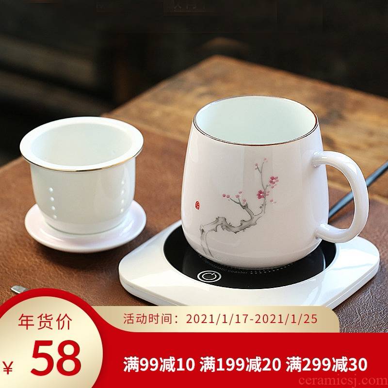 Ceramic keller with cover office personal special filter separation female red lovely cup tea tea cup