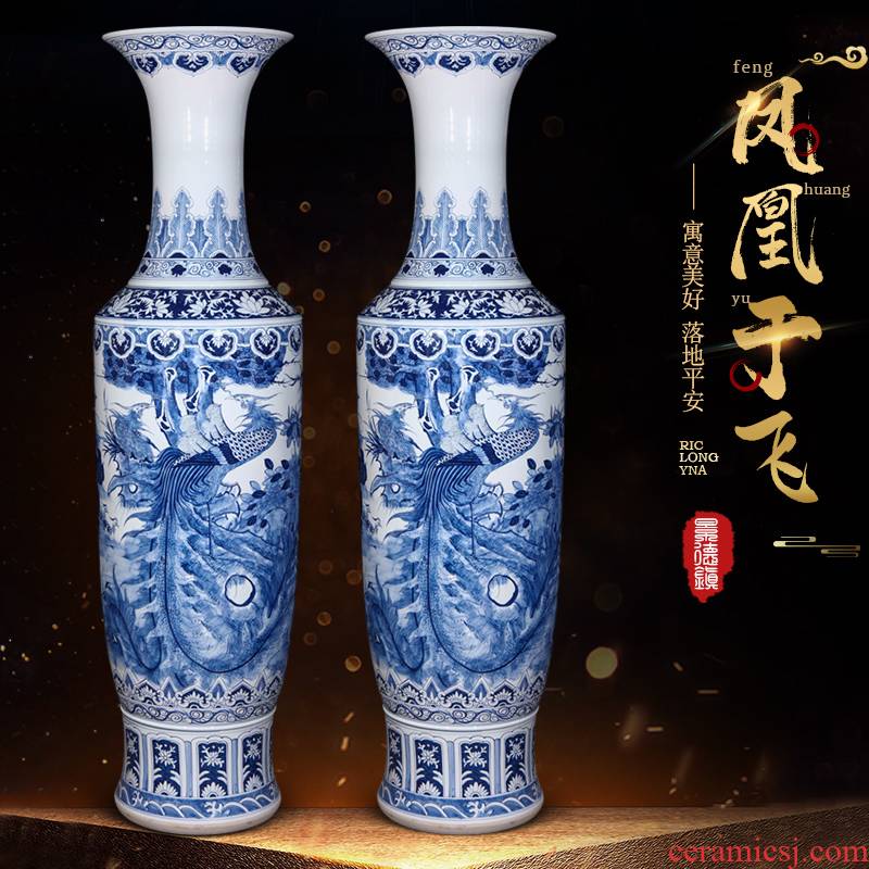 Jingdezhen ceramics hand - made large blue and white porcelain vase to heavy archaize hotel opening gifts large furnishing articles