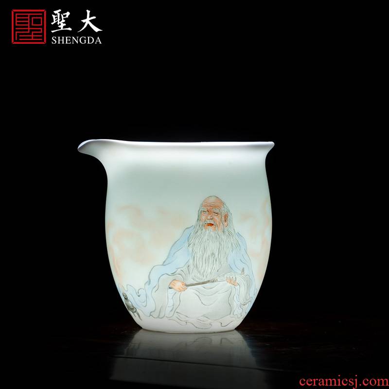 Holy big ceramic fair keller hand - made new see colour character Lao tze sea all hand of jingdezhen tea service parts and a cup of tea