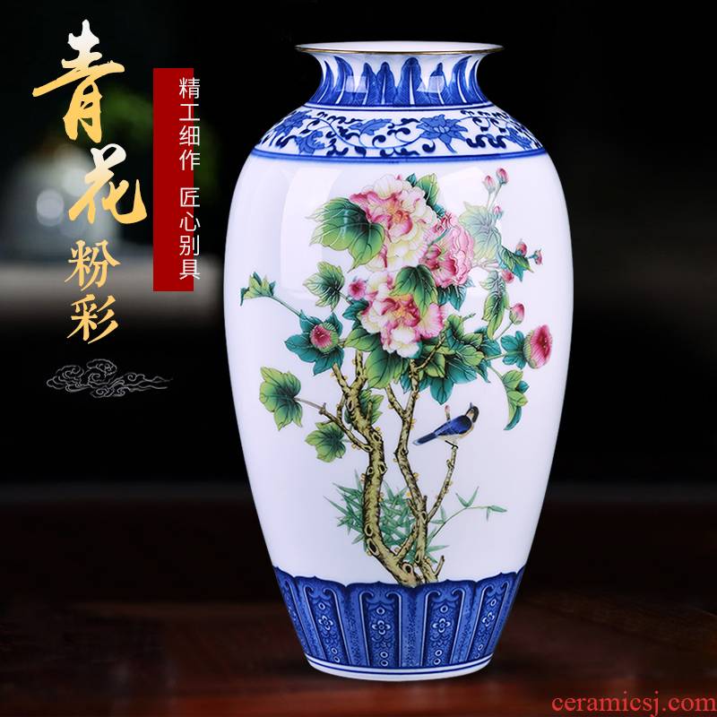 Blue and white porcelain vases, flower arranging decorations Chinese style restoring ancient ways of jingdezhen ceramics home sitting room TV ark, furnishing articles