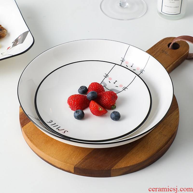 Four loading plate household Nordic deep dish square creativity network red tableware ceramics suit dish meal plate combination