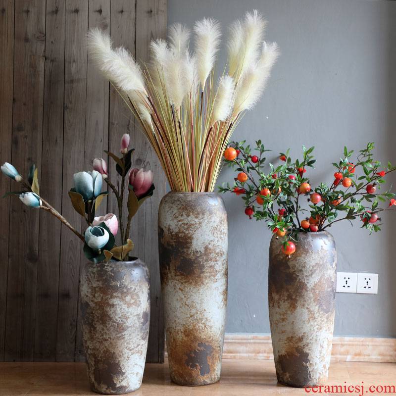 Jingdezhen ceramic vases, flower arrangement sitting room restoring ancient ways furnishing articles I and contracted reed landing pottery flowerpot kit