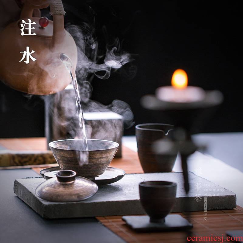 Qiao mu YWT hand made ceramic three only contracted kung fu tea set tea tureen suit suit of a complete set of the teapot
