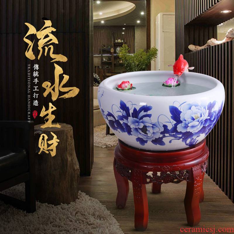 Sitting room feng shui and oxygen tank in plutus super - large filter fish basin water Chinese penjing jingdezhen ceramic cycle