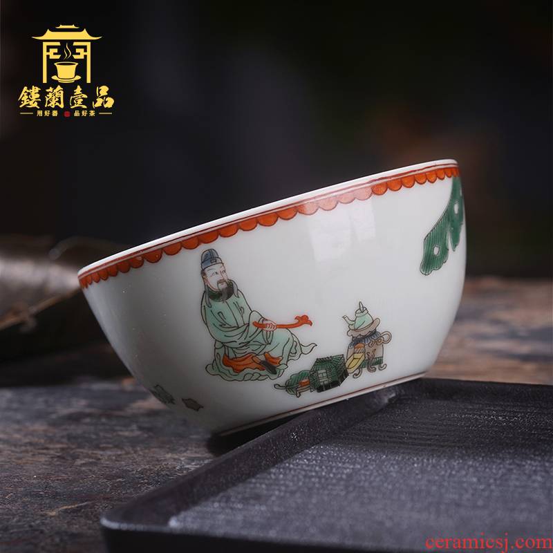 Jingdezhen ceramic hand - made all ancient color figure master yu chuan boiled tea cup kunfu tea, tea cup of individual single CPU
