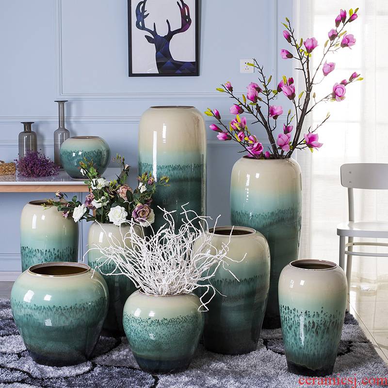 I and contracted classic ground vase furnishing articles jingdezhen hydroponic flower arranging simulation large hotel high living room decoration