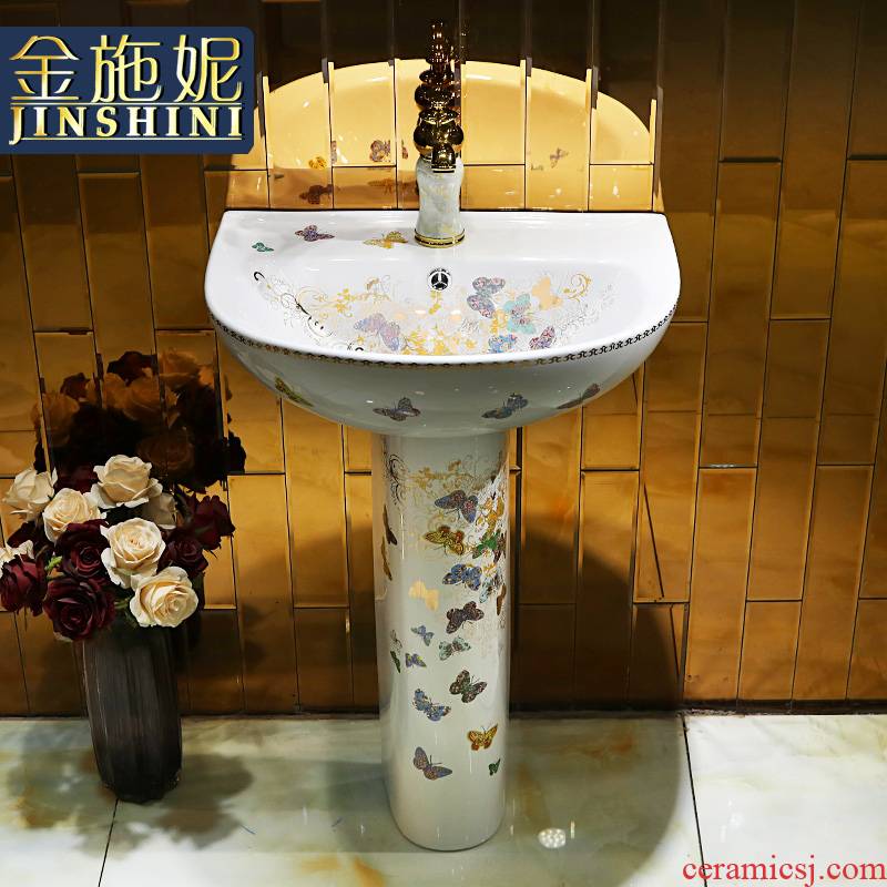 Gold cellnique is suing one floor pillar basin bathroom toilet sink basin ceramic wash basin