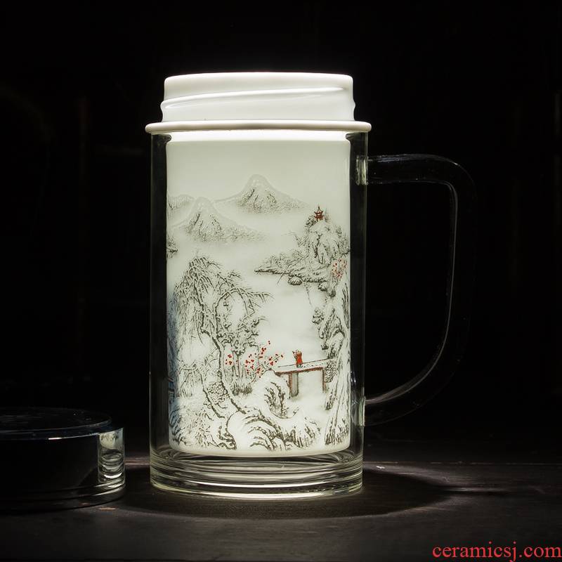 Jingdezhen ceramic snow keep - a warm glass cup double office cup insulation cup boss cup custom logo
