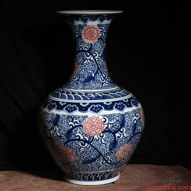 High - grade hand - made jingdezhen blue and white mesa decorative vase to admire the blue and white youligong bottles of Chinese classical furniture