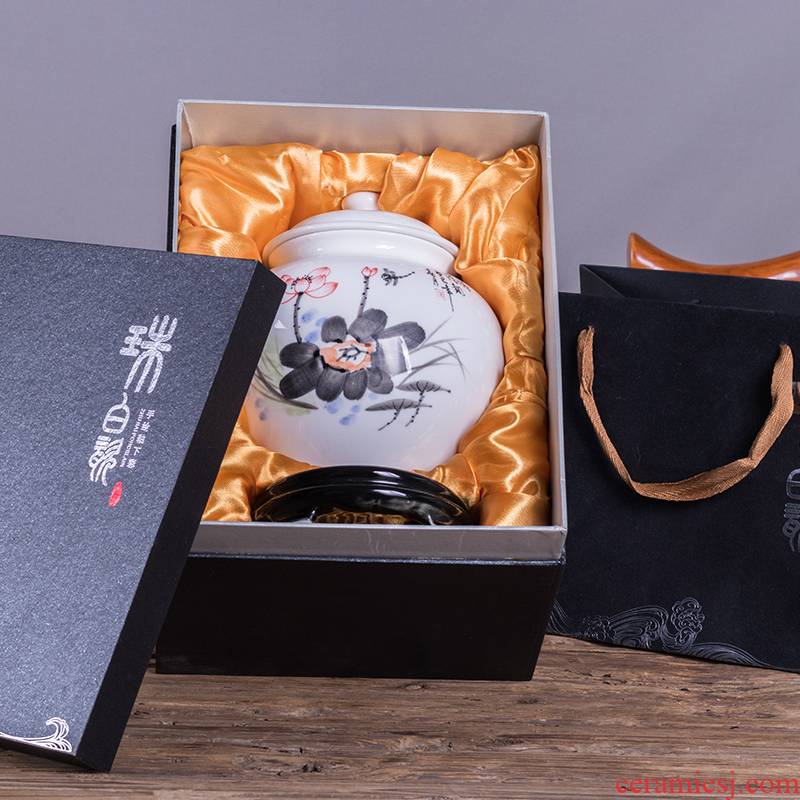 Jingdezhen ceramic tea pot of pu 'er tea urn home seal storage POTS ceramic tea pot gift gift boxes