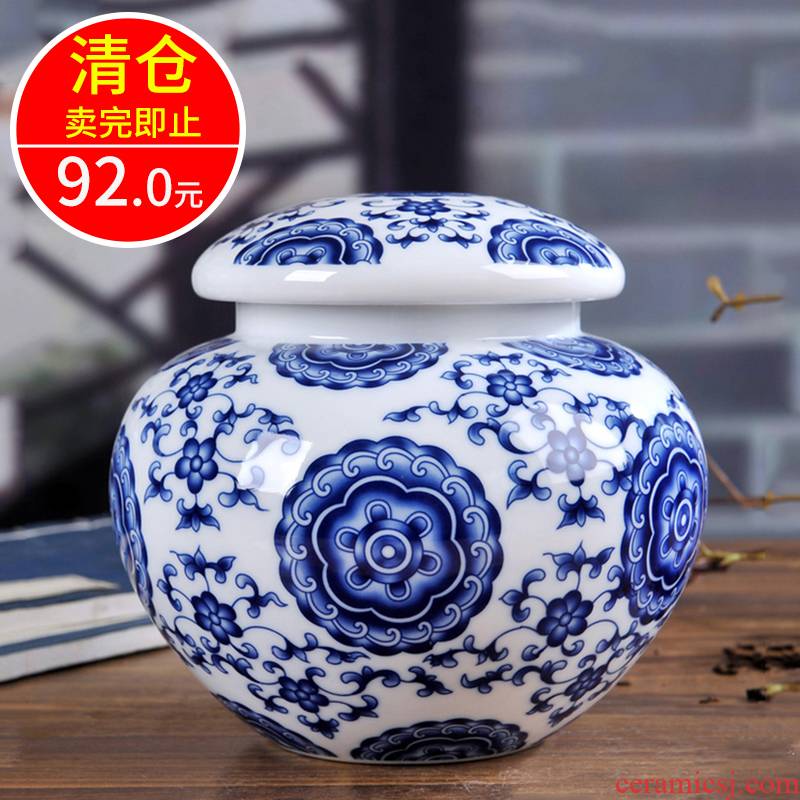 Jingdezhen ceramic tea pot size storage of black tea, green tea caddy fixings household porcelain jar sealing and POTS