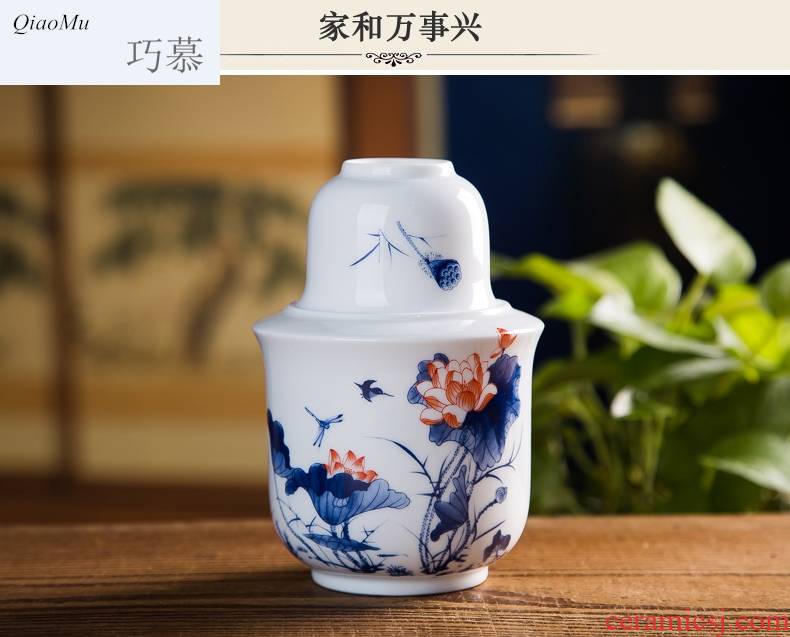 Qiao mu four two jingdezhen ceramics hip flask wine temperature wine home hot warm flagon flagon liquor yellow rice wine