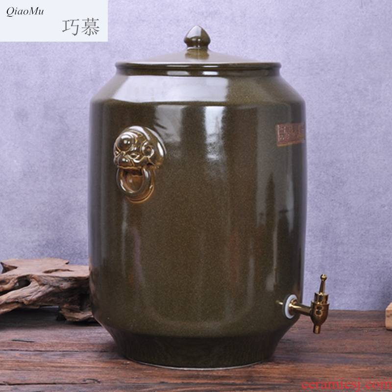Qiao mu jingdezhen ceramics with cover barrel ricer box tea oil cylinder tank at the end of the storage tank is 50 kg 100 jins of insect - resistant