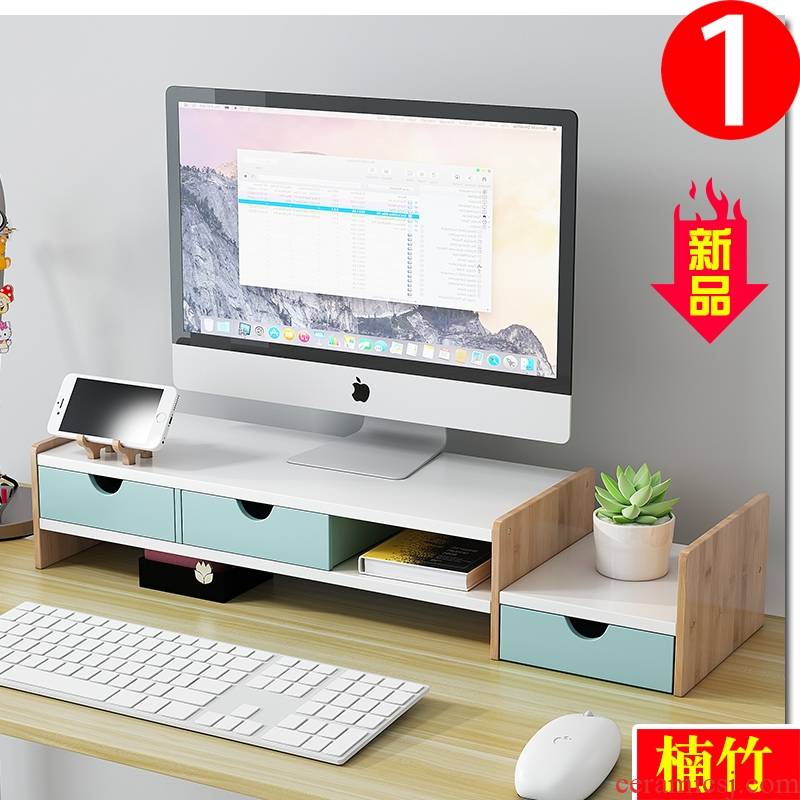 Who computer rack display desktop is received with a contracted solid wood neck guard office notebook shelf