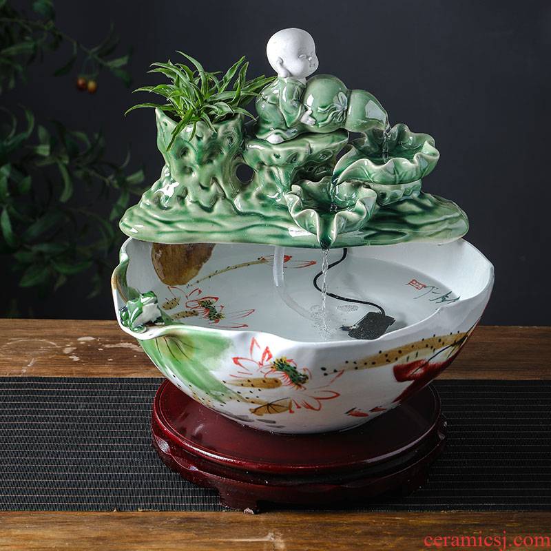Creative ceramic aquarium sitting room circulating water of small desktop fountain office lucky fish bowl goldfish bowl