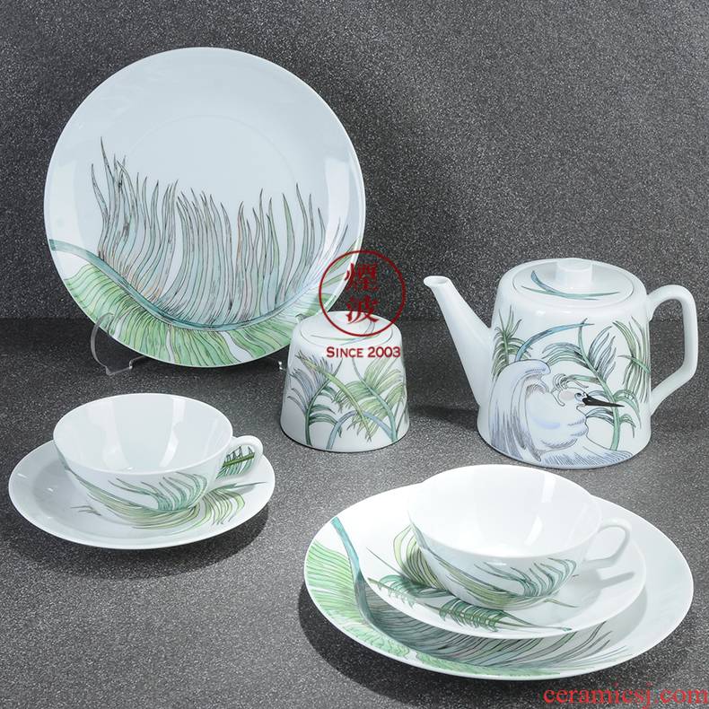 German mason Cosmopolitan MEISSEN porcelain color palm trees tea sets suit