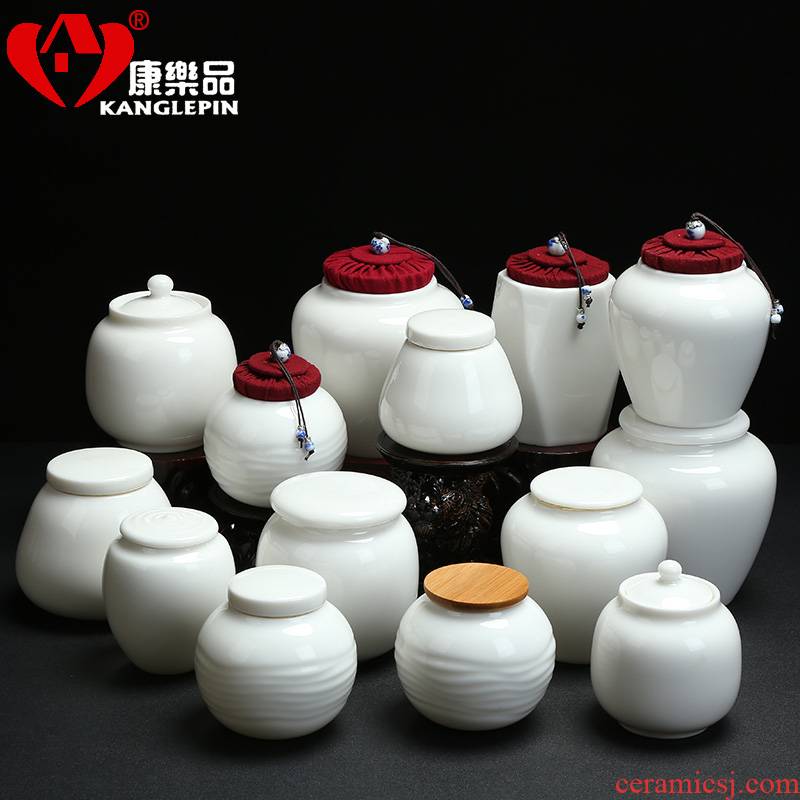 Recreational product white porcelain tea pot small jade porcelain POTS sealed tank scattered red green tea pu - erh tea boxes