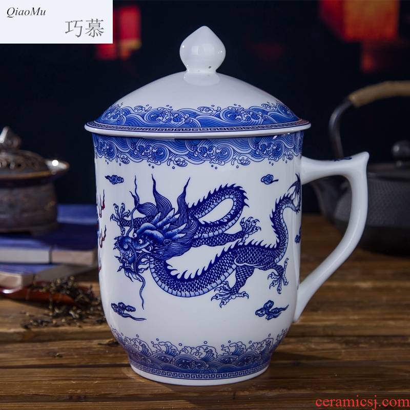 Qiao mu jingdezhen ceramics with cover large guest use office boss cup tea cup