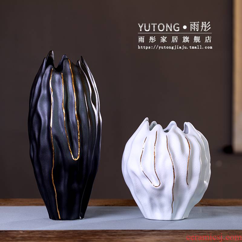 Jingdezhen porcelain vases, ceramic light key-2 luxury furnishing articles wind gold - plated porcelain of modern Chinese style is contracted household ornaments