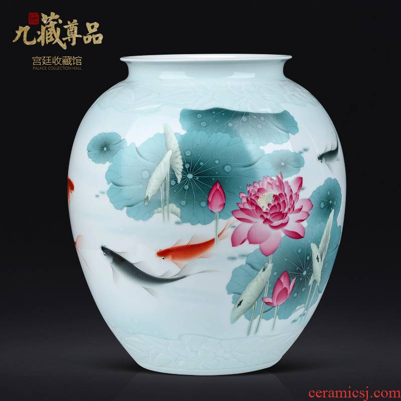 The Master of jingdezhen ceramics fish hand - made lotus vase Chinese style living room TV ark, flower arranging furnishing articles
