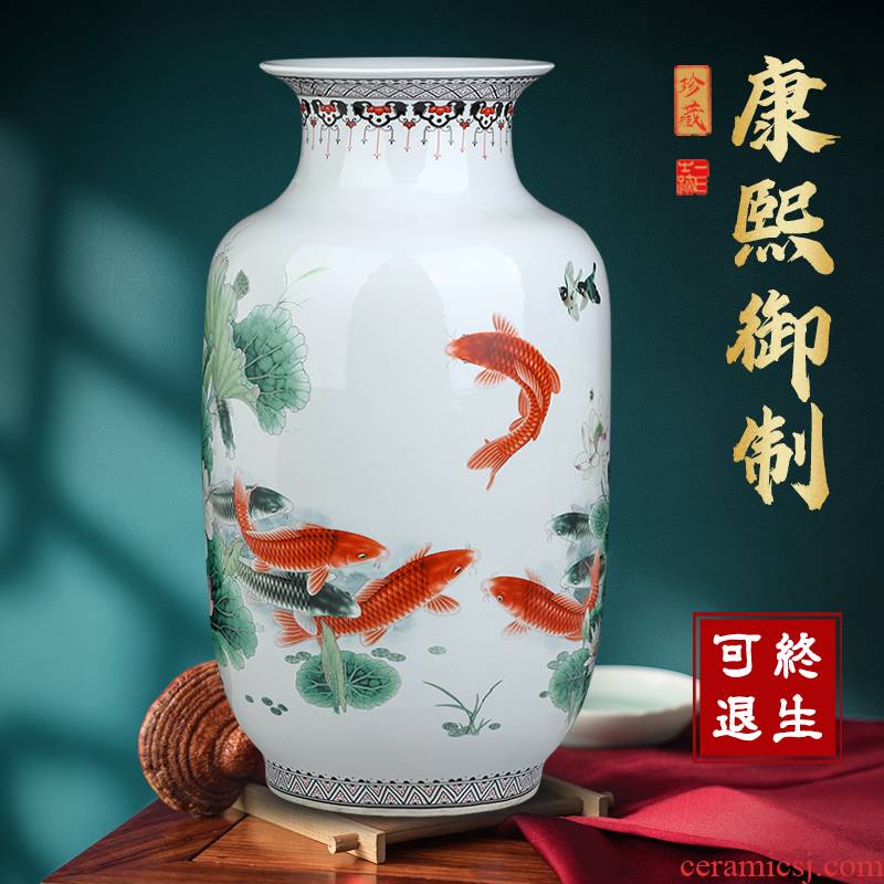 Jingdezhen ceramic vase pastel flower arranging large sitting room ground archaize home office of porch is decorated furnishing articles