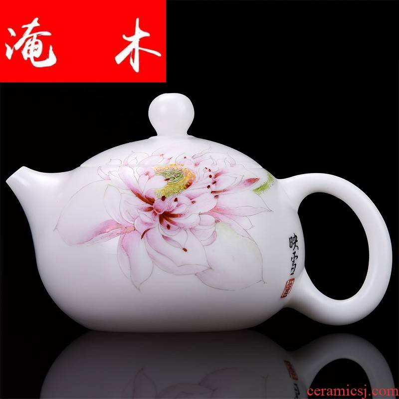 Submerged wood hand - made xi shi teapot gift household white porcelain single pot of kung fu tea tea taking with ivory white tea