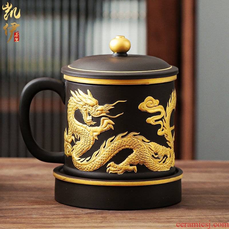 Dragon world gold office cup big boss cup tea cup cup hand - made jinbei purple sand cup tea separation