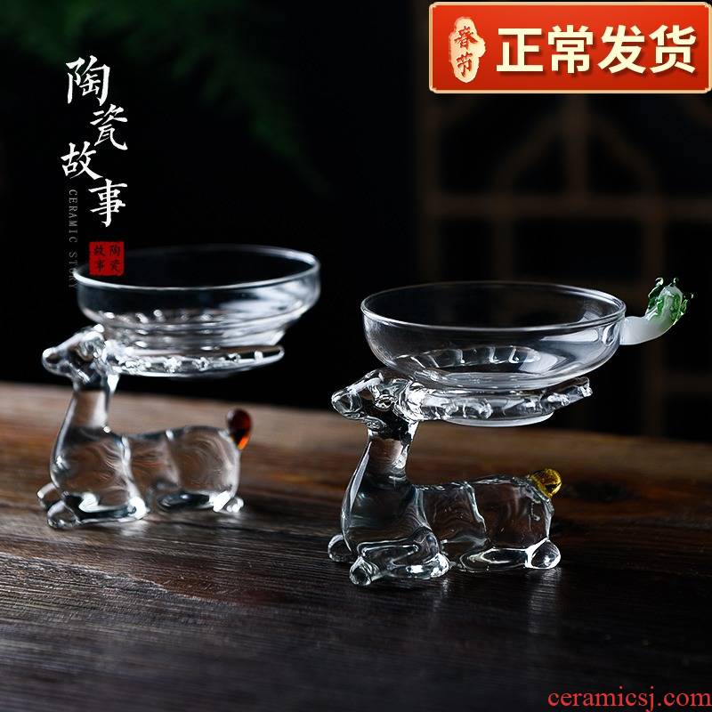 Ceramic slip through creative story glass tea mercifully tea filter an artifact household water separation kung fu tea set accessories