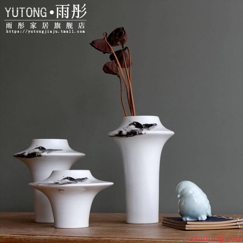 Jingdezhen ceramic creative contracted and I and fashionable sitting room white household decorative vase furnishing articles dried flowers flower arrangement
