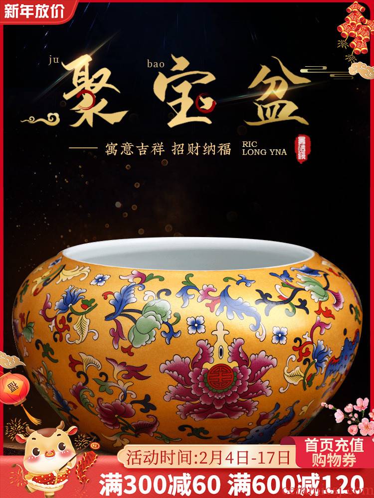 Jingdezhen ceramics colored enamel aquarium handicraft Chinese style living room home wine ark, adornment cornucopia furnishing articles