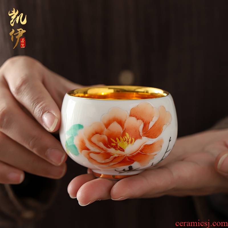 Very beautiful gold light kaolin white porcelain gold cup sample tea cup tea cup from the individual special master