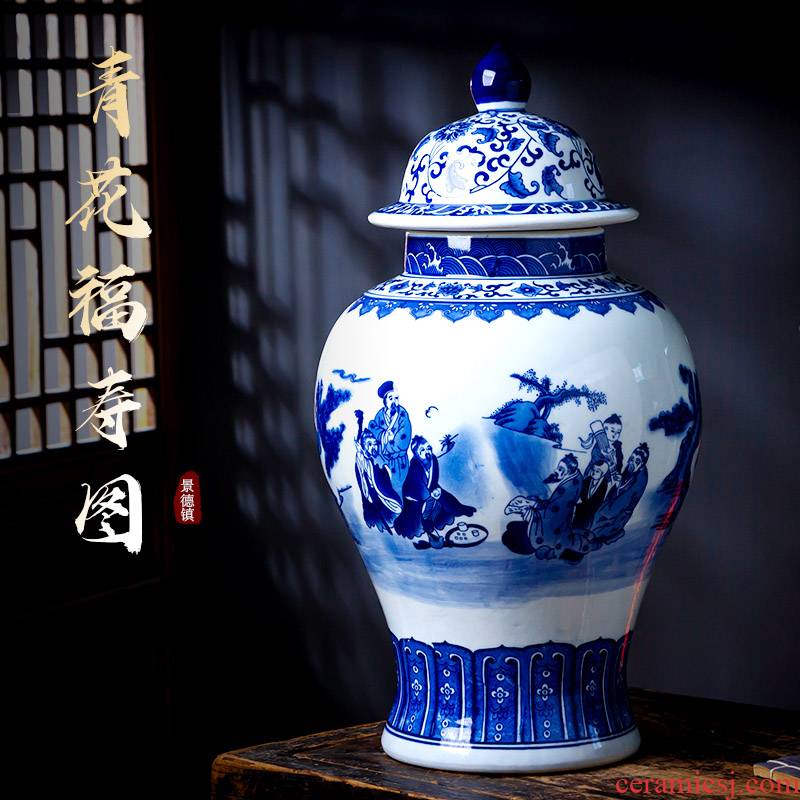 Jingdezhen ceramics new Chinese blue and white porcelain vase is placed large flower arranging archaize sitting room adornment general tank