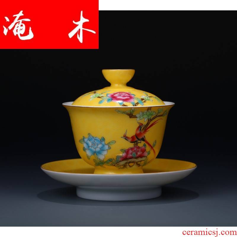 Flooded wooden angel ceramics jingdezhen traditional manual hand - made pastel steak to painting of flowers and floral tureen tea tea